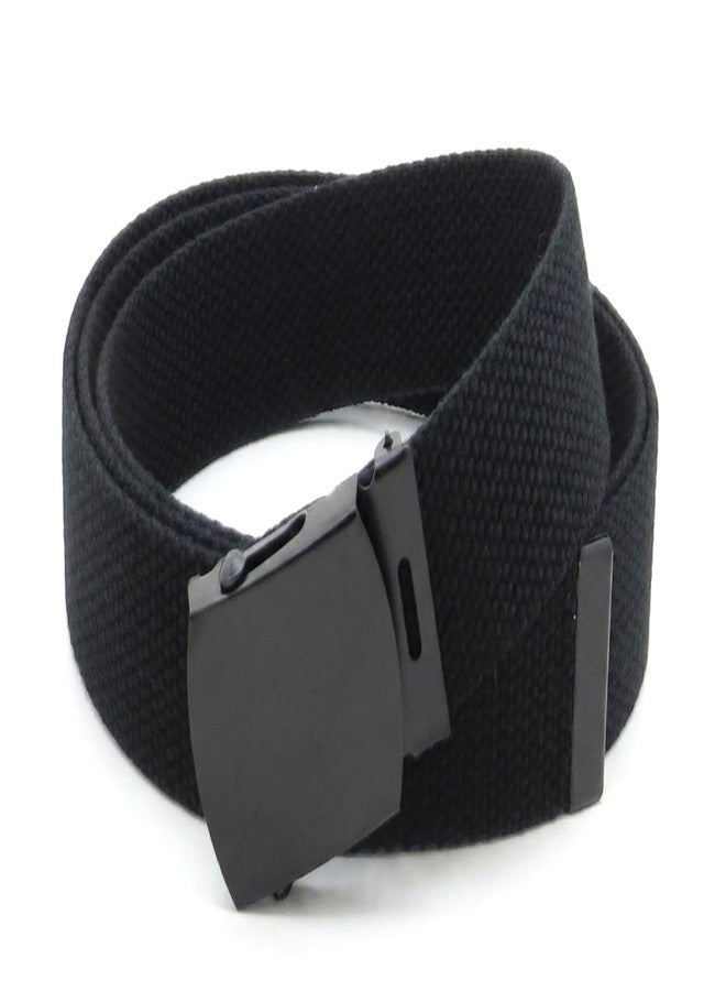 BC Belts حزام قماشي من بي سي بيلتس، تصميم عسكري، بإبزيم وطرف أسودين، طوله 56 بوصة، متوفر بألوان متعددة (أسود). - Image 1